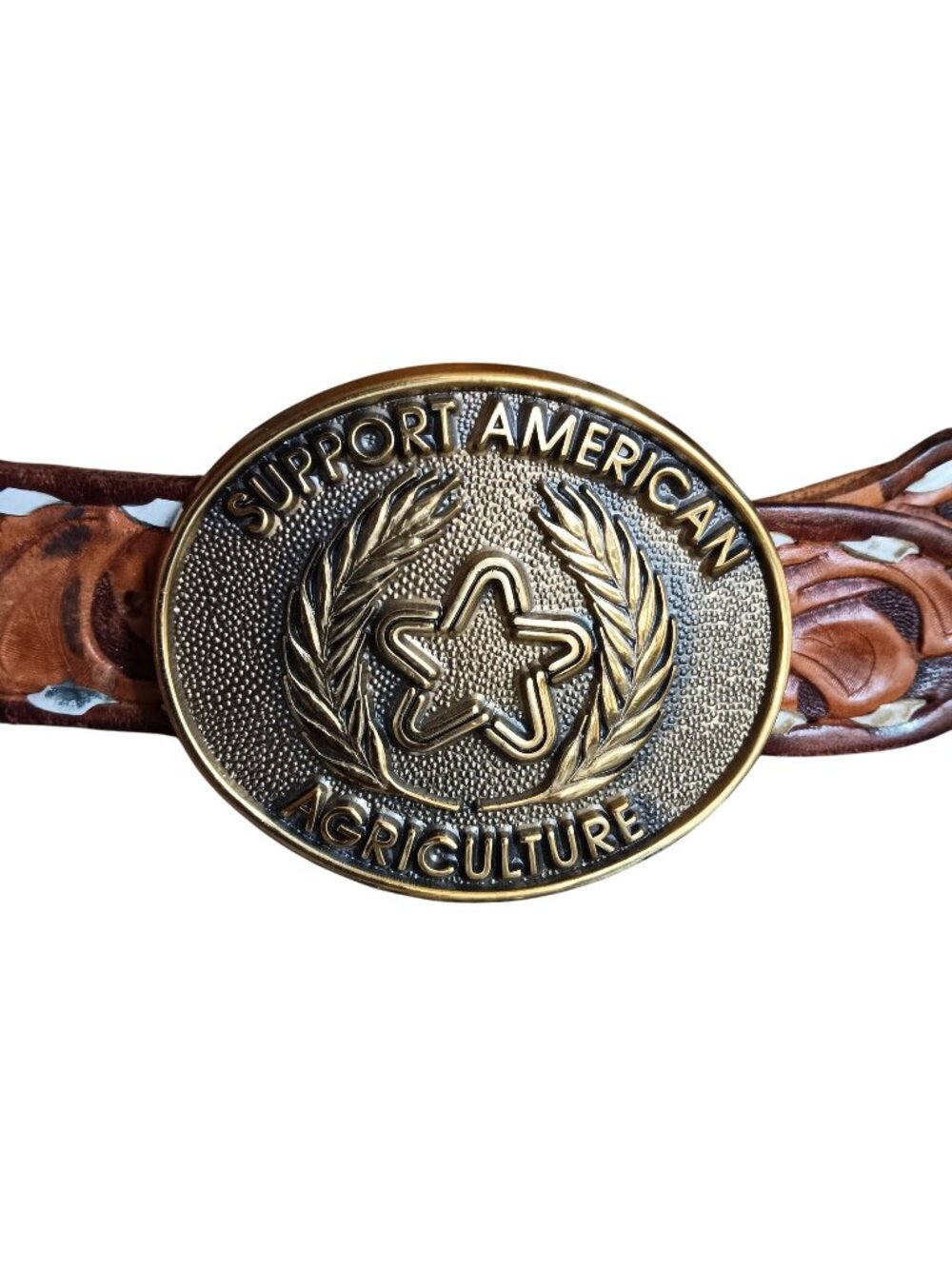 True Vintage Western Cowboy  Belt Tooled 36 38 Farmer "Bob" American Agriculture